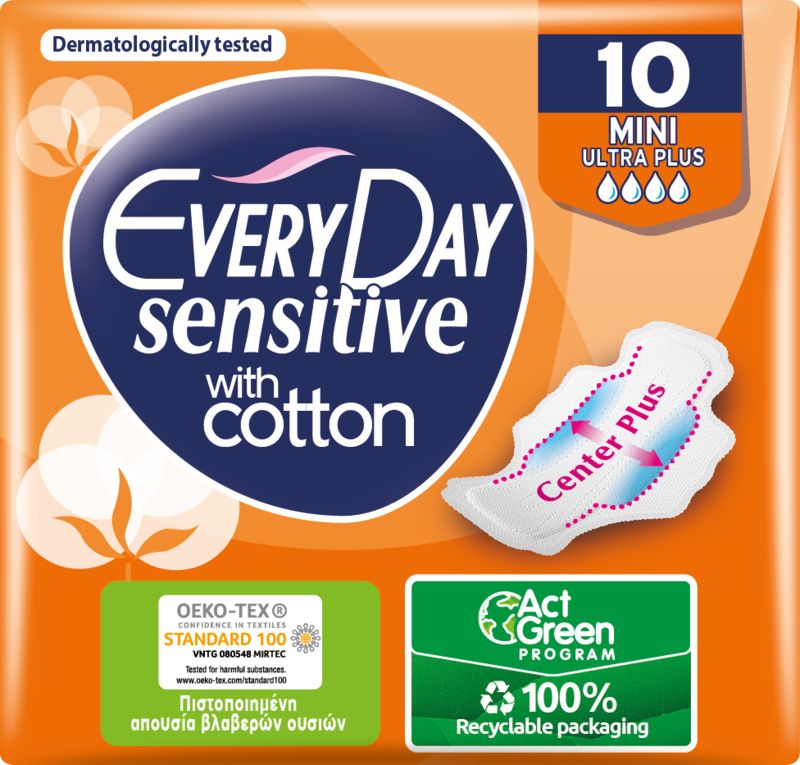 Everyday Sensitive Mini Ultra Plus Дамски превръзки с крилца 10 бр