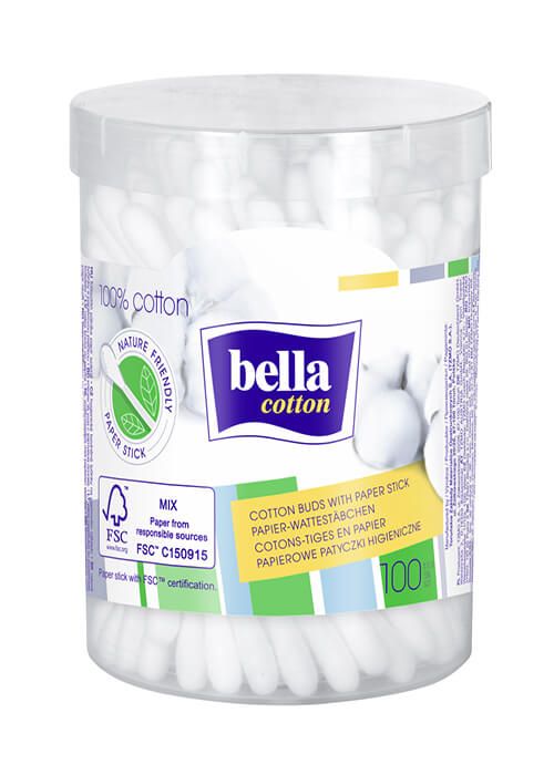 Bella Cotton Клечки за уши в кръгла кутия х 100 бр