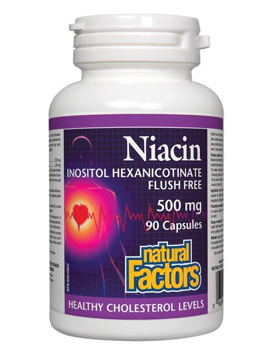 Natural Factors Niacin Ниацин /В3/ и Инозитол /В8/ при висок холестерол 500 мг х 90 капсули
