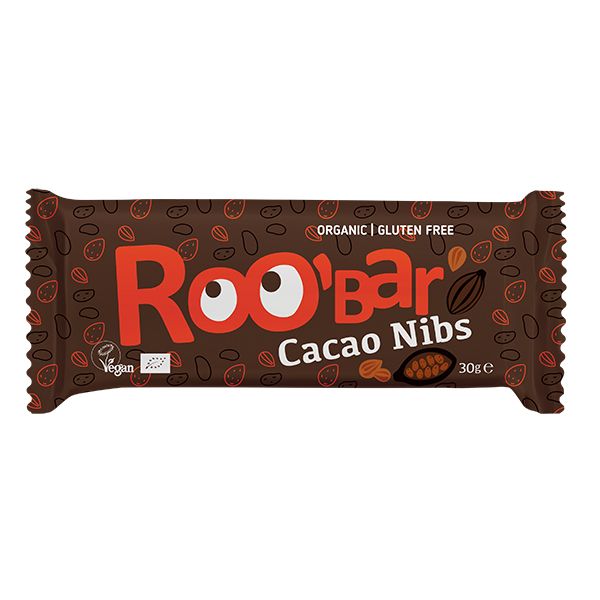 ROO’BAR Био суров бар с какови зърна и бадеми 30 гр