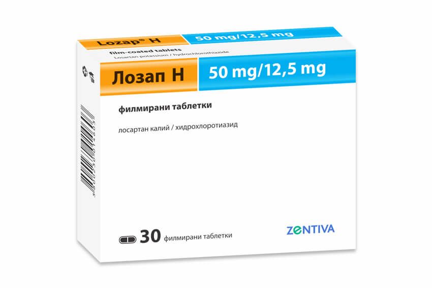 Лозап Н 50 мг/12.5 мг х 30 таблетки Zentiva