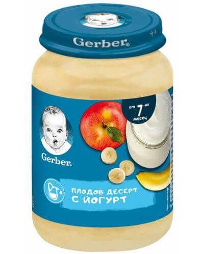 GERBER® Храна за бебета Плодов десерт с йогурт пюре от 7-ия месец бурканче 190 гр