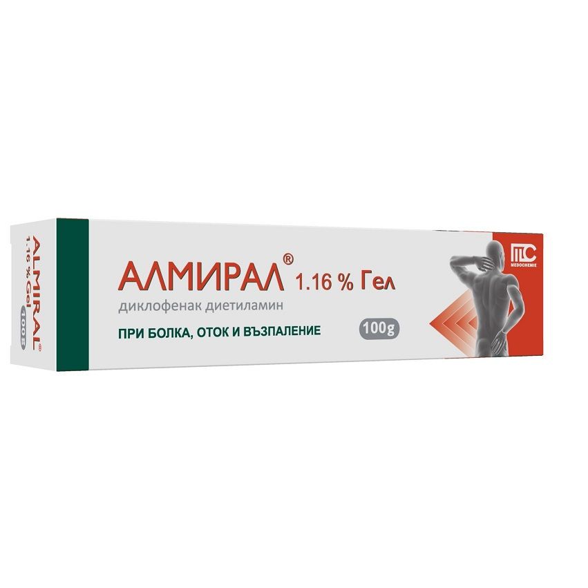 Алмирал 1,16% Гел При болка, оток и възпаление 100 гр Medochemie