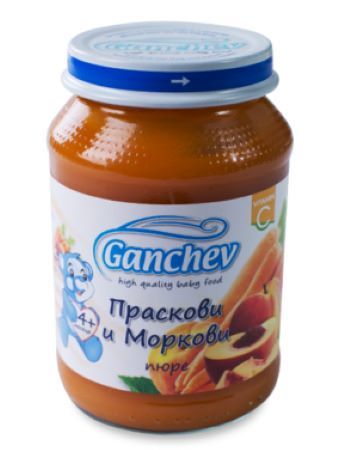 Ganchev Пюре праскови и моркови 4М+ 190 гр