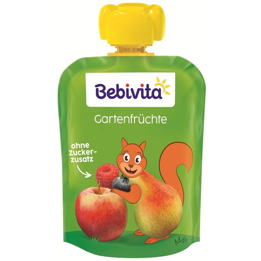 Bebivita Пауч градински плодове с желязо без глутен 12М+ 90 гр