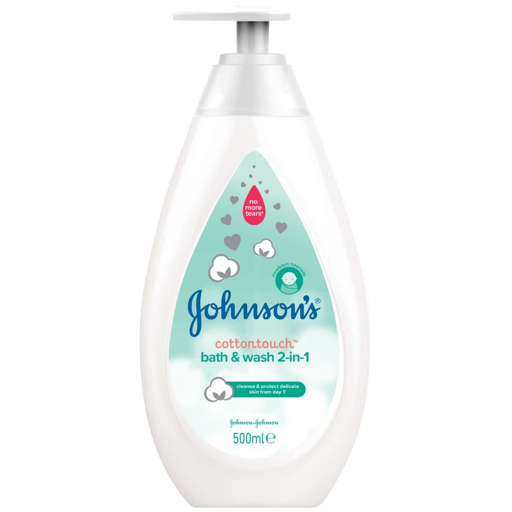 Johnson’s Baby CottonTouch 2в1 Бебешки шампоан за коса и тяло за новородени 500 мл