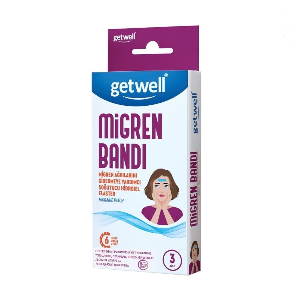 Гел пластир при мигрена и главоболие х 3 бр. Getwell