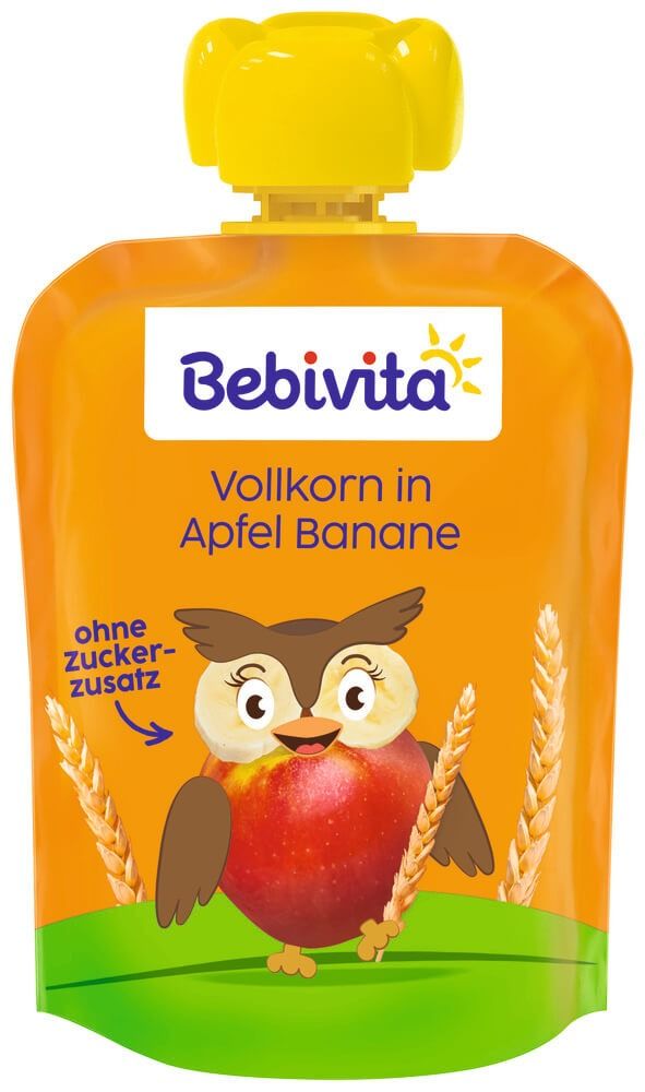Bebivita Плодова закуска пълнозърнести култури с ябълка и банан 12М+ 90 г