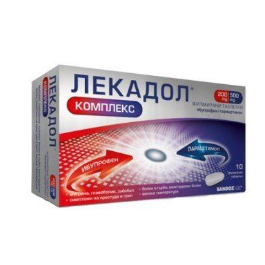 LEKADOL COMPLEX 200 mg / 500 mg при болка и висока температура х 10 таблетки Sandoz