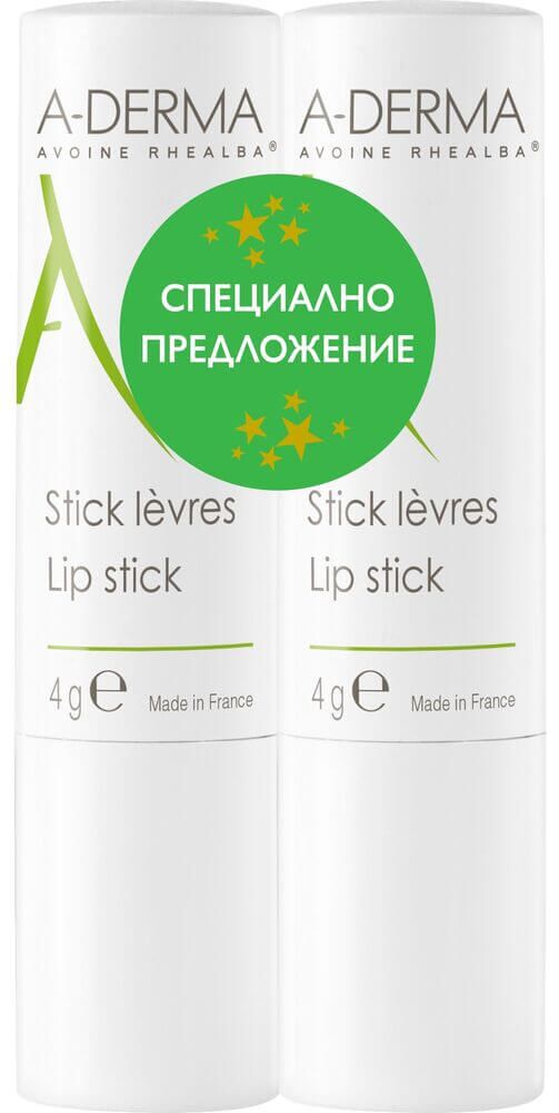 A-Derma Възстановяващ стик за устни 2 х 4 г Комплект