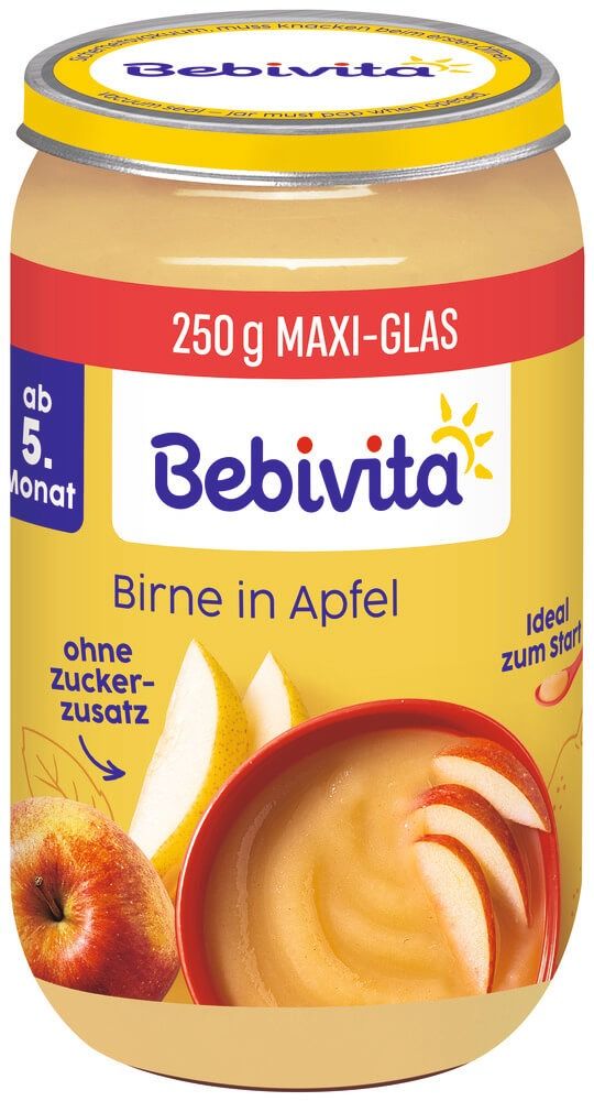 Bebivita Био пюре круши и ябълка без глутен 5М+ 250 г