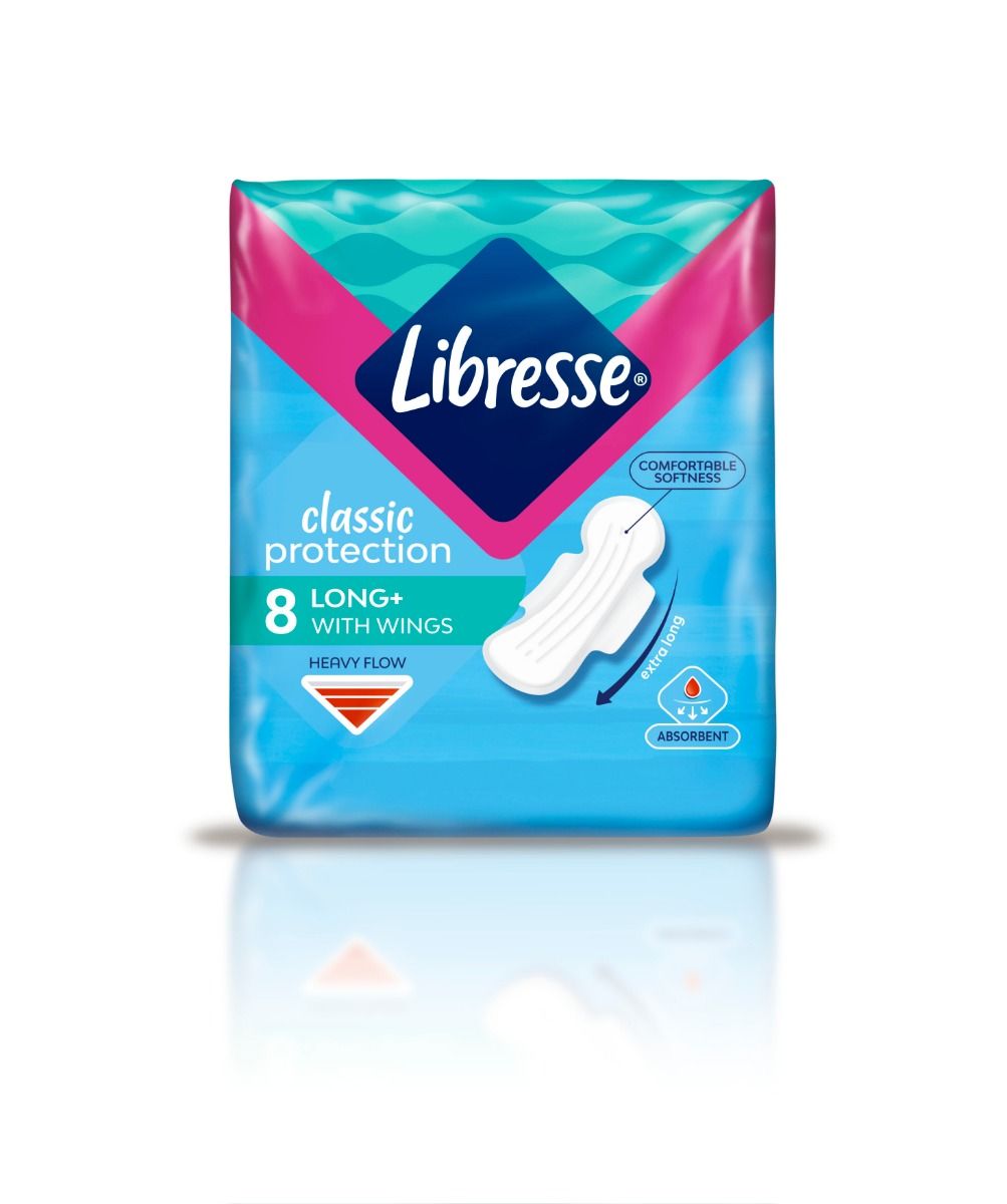 Libresse Classic Protection Long+ Дневни дамски превръзки с крилца 8 бр Essity AB