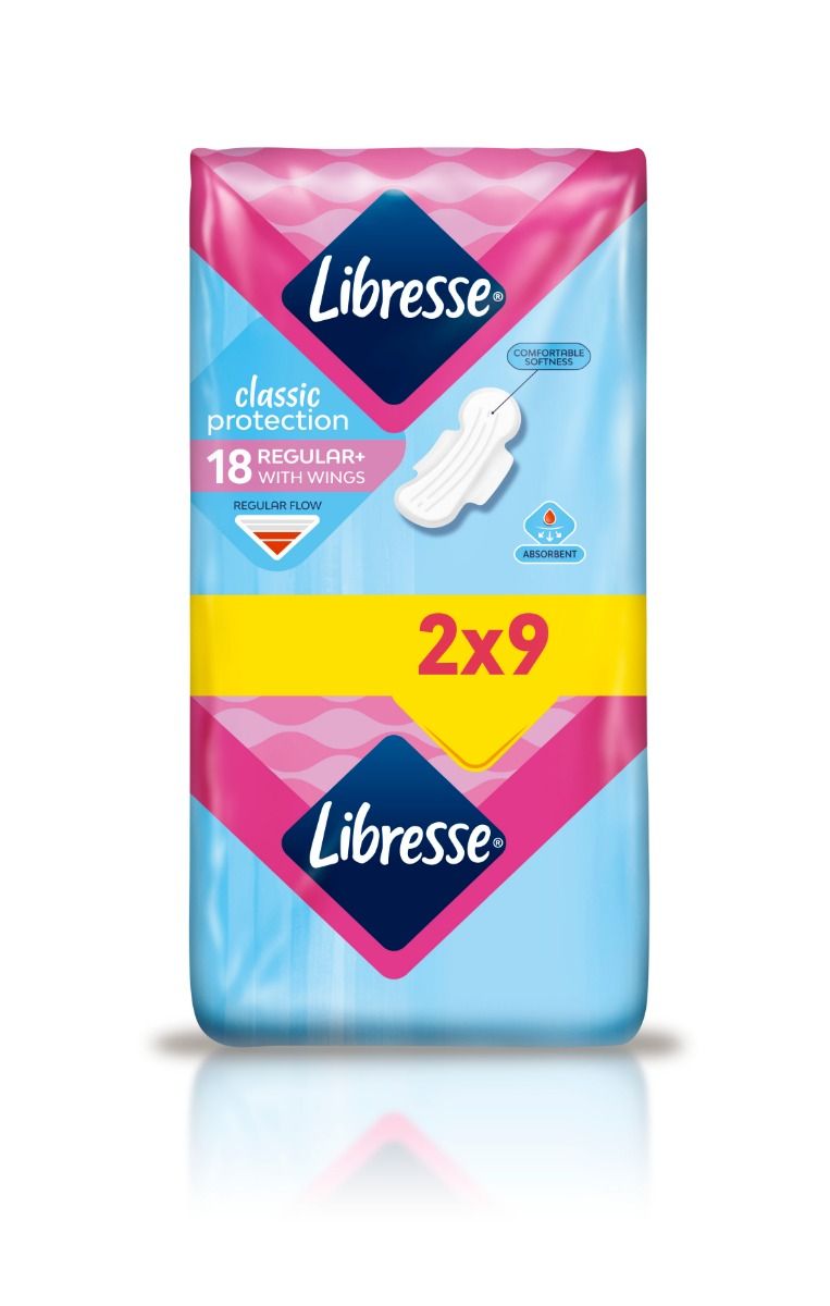 Libresse Classic Protection Regular+ Дамски превръзки с крилца 18 бр