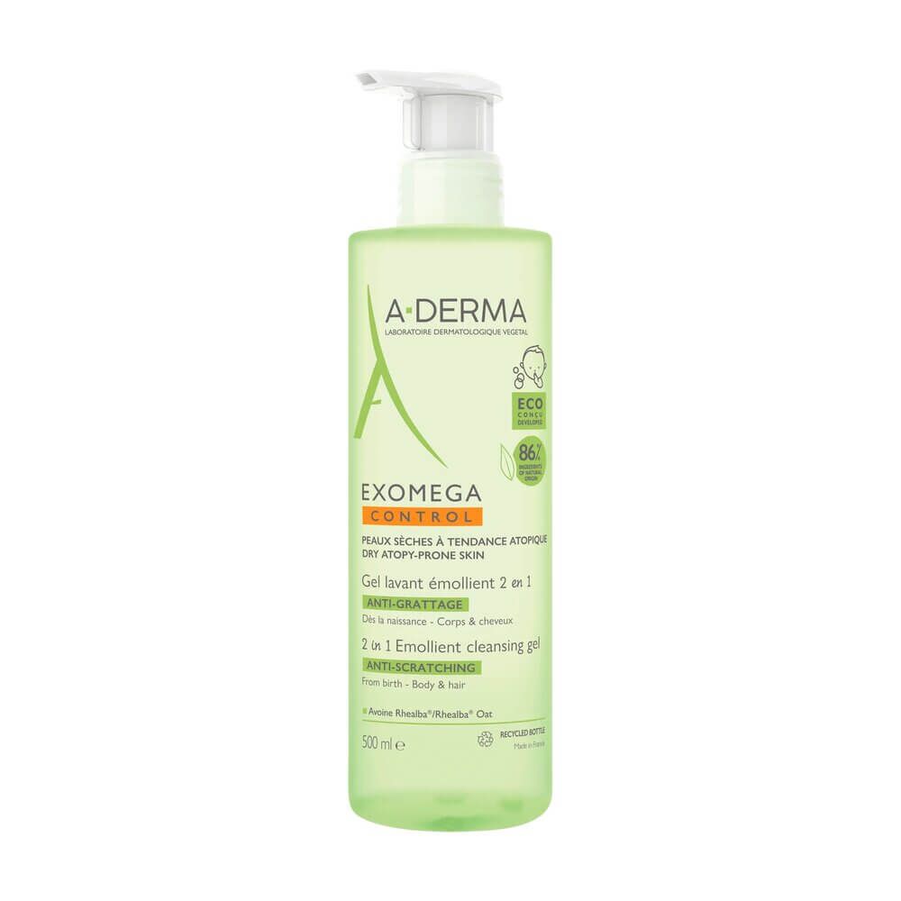 A-Derma Exomega Control Емолиентeн почистващ гел 2в1 за кърмачета и деца 500 мл