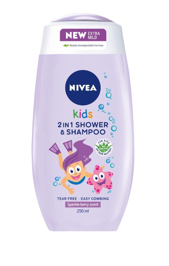 Nivea Kids 2в1 Душ-гел и шампоан за момичета 250 мл