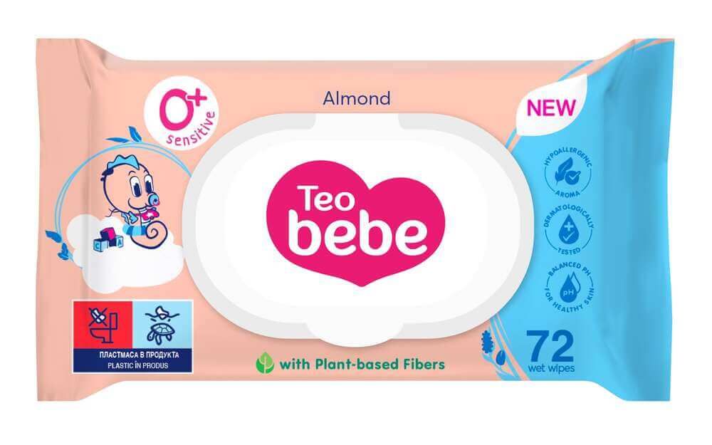 Teo Bebe Almond Мокри кърпи за чувствителна кожа с капак х 72 бр