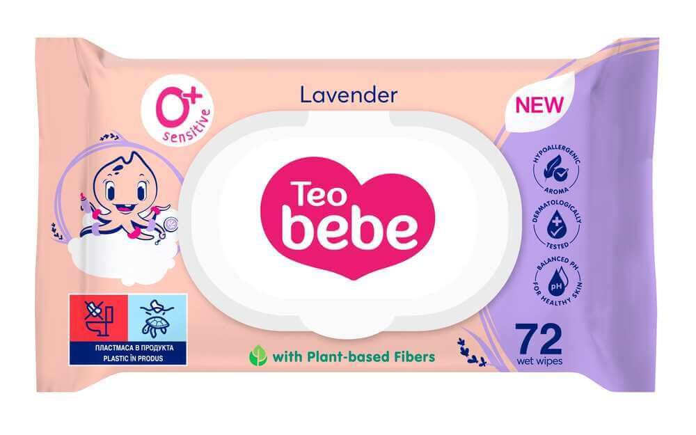 Teo Bebe Lavender Бебешки мокри кърпи с екстракт от лавандула капак 0+М х 72 бр