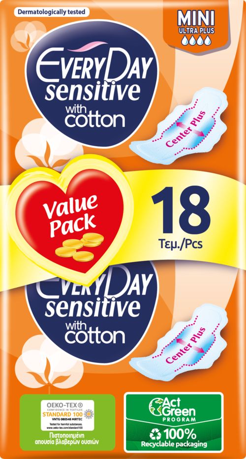 Everyday Sensitive Mini Ultra Plus Дамски превръзки с крилца х18 бр