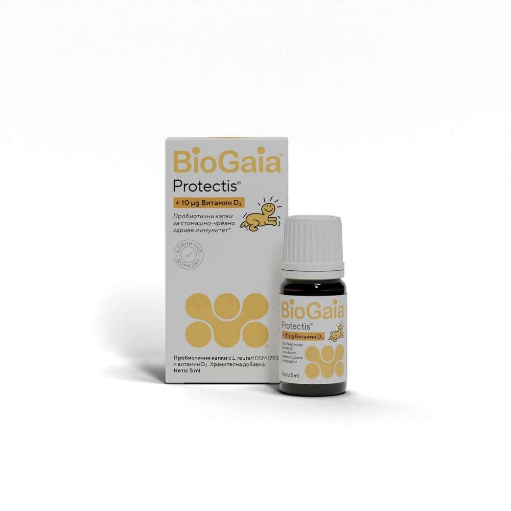 BioGaia Protectis Пробиотични капки за стомашно-чревно здраве и имунитет с витамин D за бебета и деца 5 мл