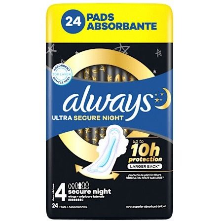 Always Ultra Secure Night Дамски нощни превръзки х 24 бр