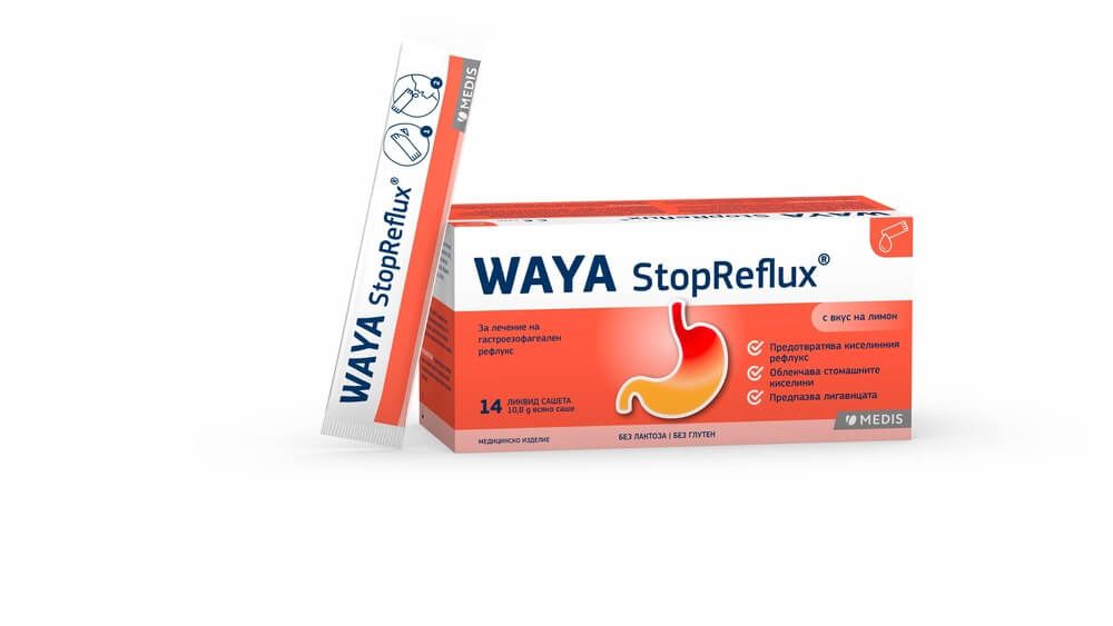 Waya StopReflux За лечение на гастроезофагеален рефлукс х 14 сашета Medis