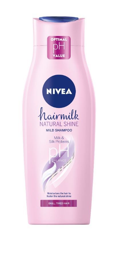 Nivea Hairmilk Natural Shine Подхранващ шампоан за блясък за изтощена коса 400 мл