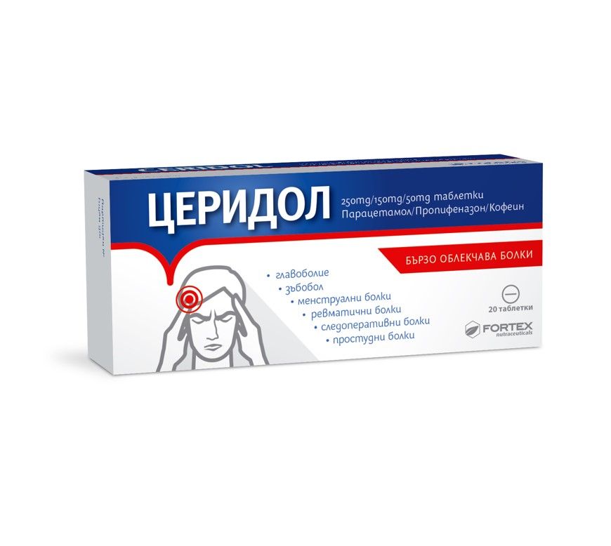 Fortex Церидол при болка и висока температура х 20 таблетки