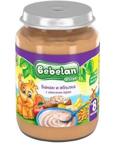 Bebelan Puree Безмлечна каша от банан и ябълка с овесени ядки 8M+ 190 г