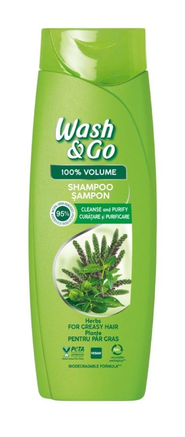 Wash & Go Herbal Extract Шампоан за обем за мазна коса с билков екстракт 180 мл