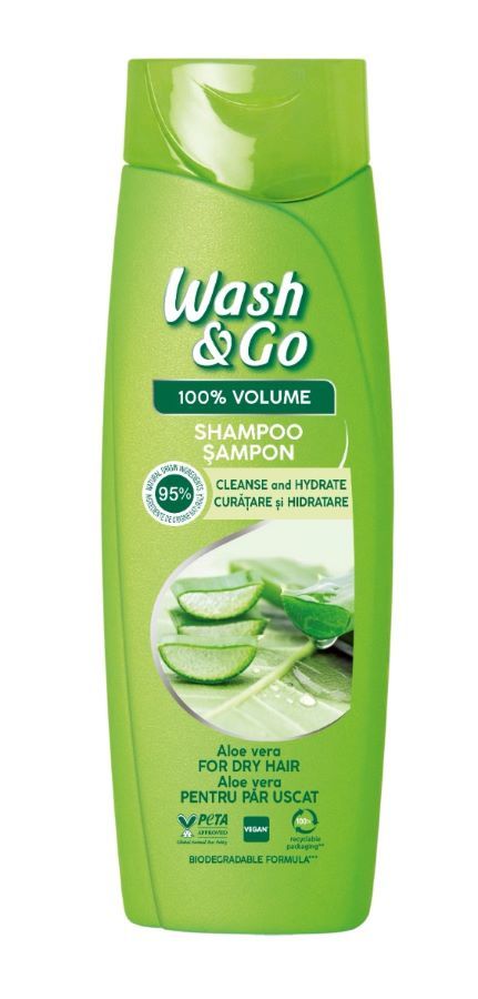 Wash & Go Aloe Vera Extract Шампоан за обем за суха коса с екстракт от алое вера 360 мл
