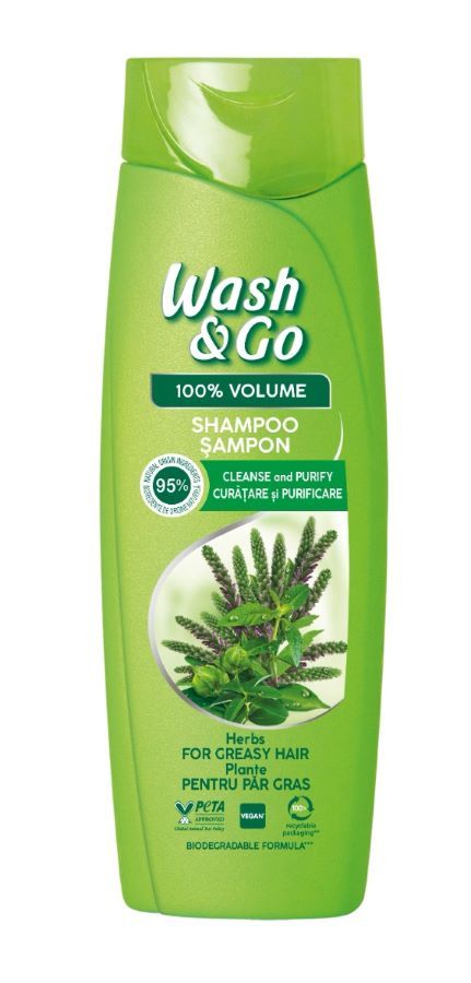 Wash & Go Herbal Extract Шампоан за обем за мазна коса с билков екстракт 360 мл