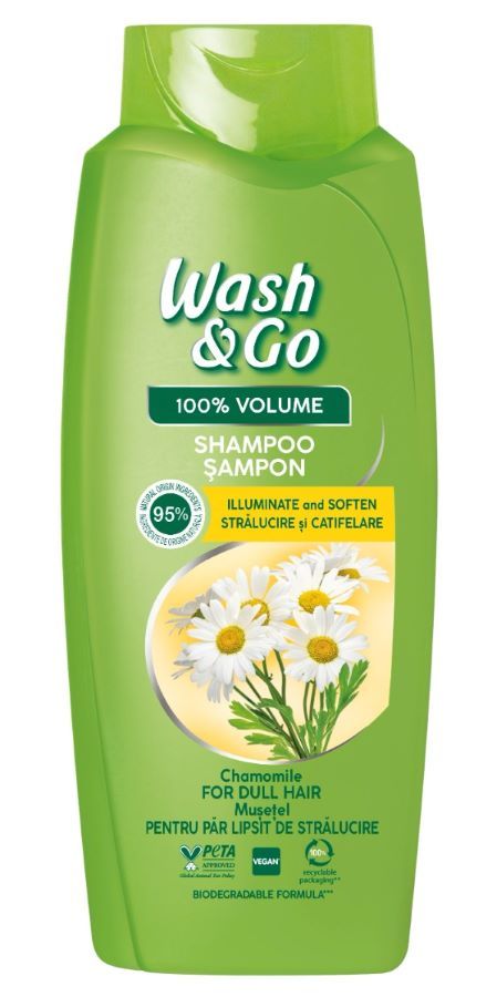 Wash & Go Chamomile Extract Шампоан за коса за блясък и обем с екстракт от лайка 675 мл