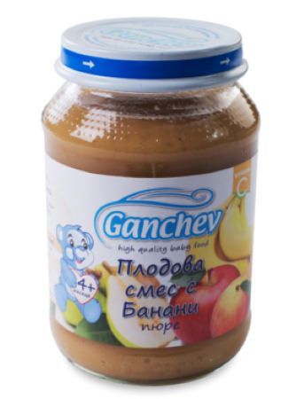 Ganchev Пюре плодова смес с банани 4М+ 190 гр