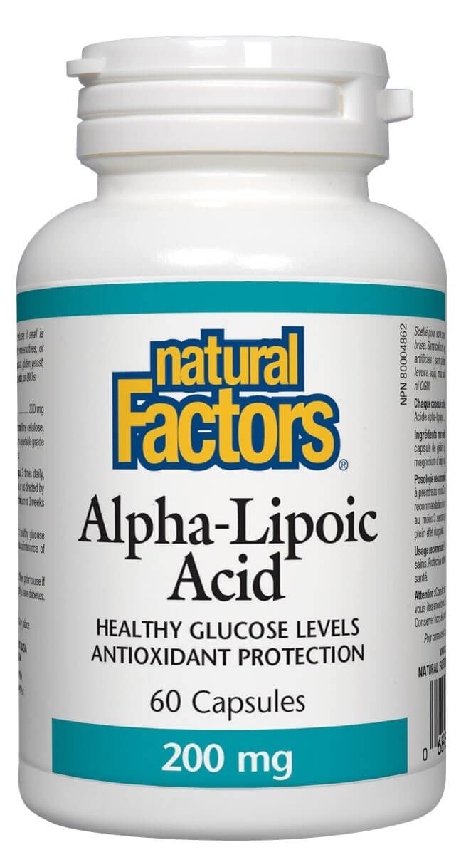 Natural Factors Алфа-липоева киселина при наднормено тегло 200 мг 60 капсули