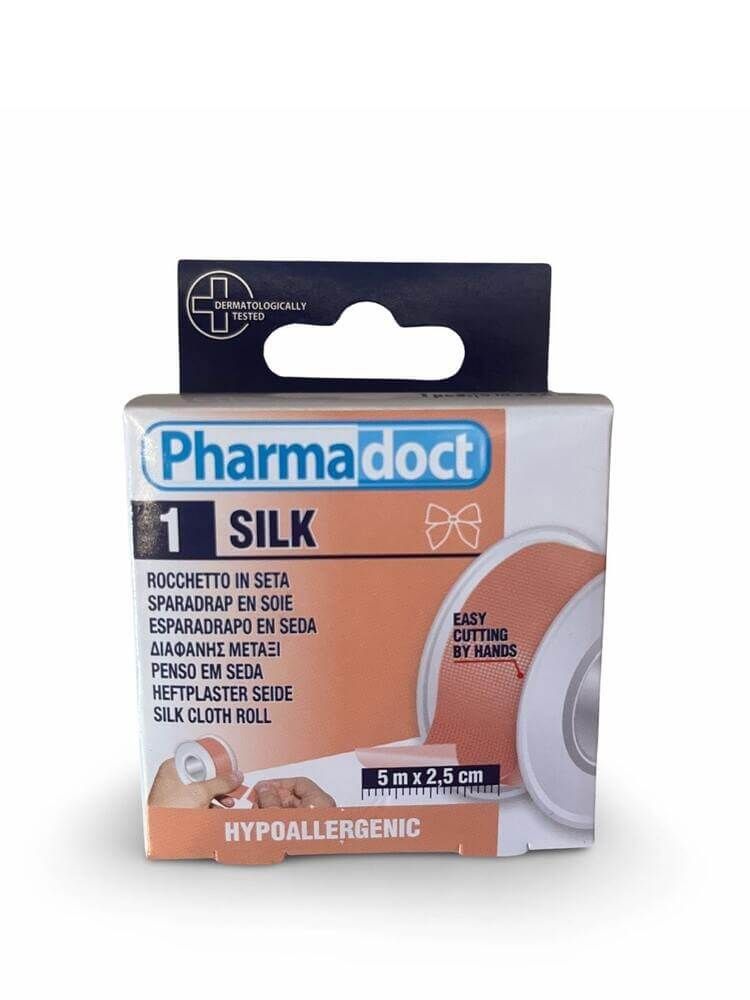 Pharmadoct Silk Хипоалергенен копринен лейкопласт 5 м х 2,5 см