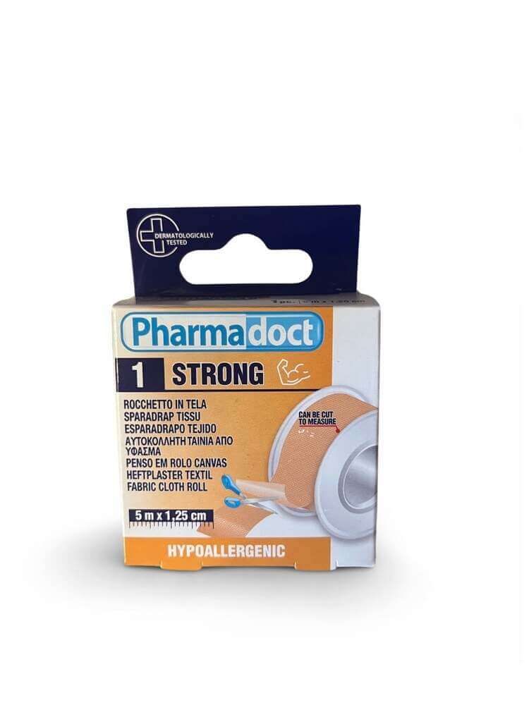 Pharmadoct Strong Хипоалергенен лейкопласт текстил 5 м х 1,25 см