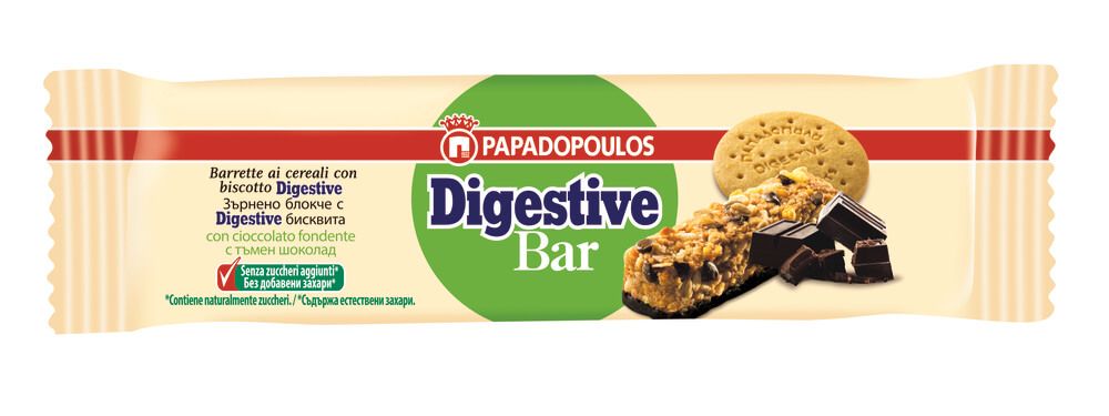Papadopoulos Digestive Бар с тъмен шоколад без захар 28 г