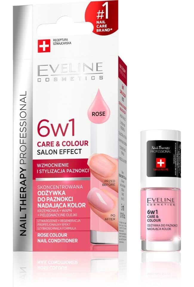 Eveline Cosmetics Care & Colour Балсам за нокти 6в1 роза 5 мл