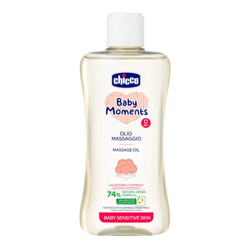 Chicco Baby Moments Sensitive Масажно бебешко олио за тяло 200 мл