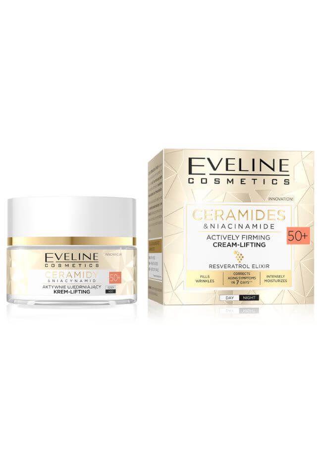 Evelin Ceramides & Niacinamide Стягащ лифтинг нощен и дневен крем за лице 50+ 50 мл
