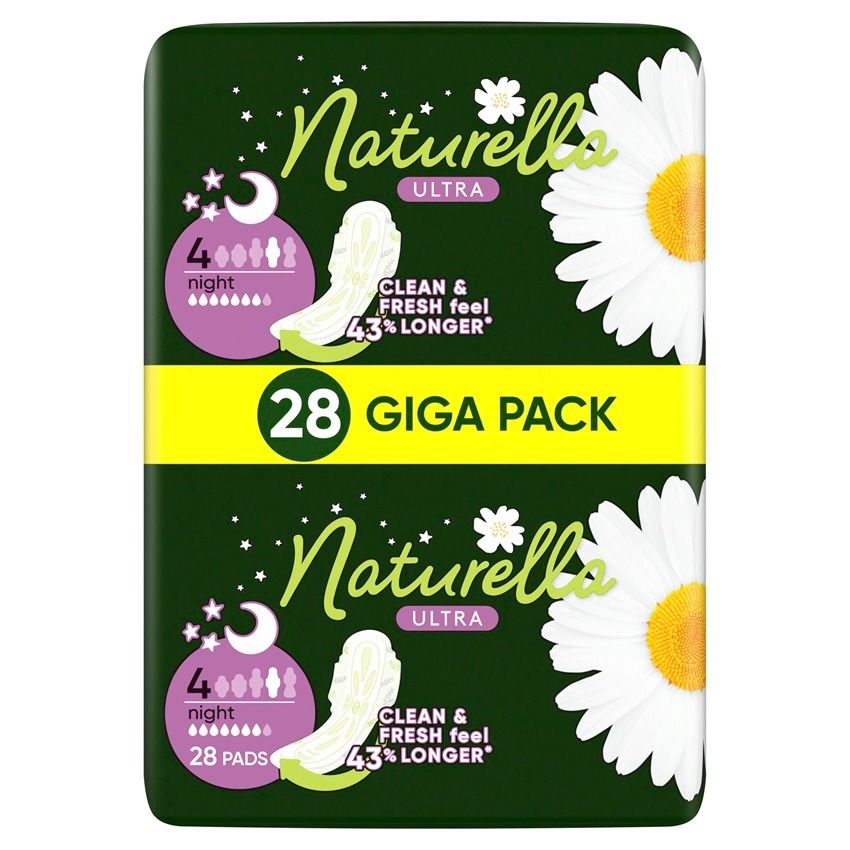 Naturella Ultra Night Giga pack Дамски нощни превръзки с лайка х 28 бр