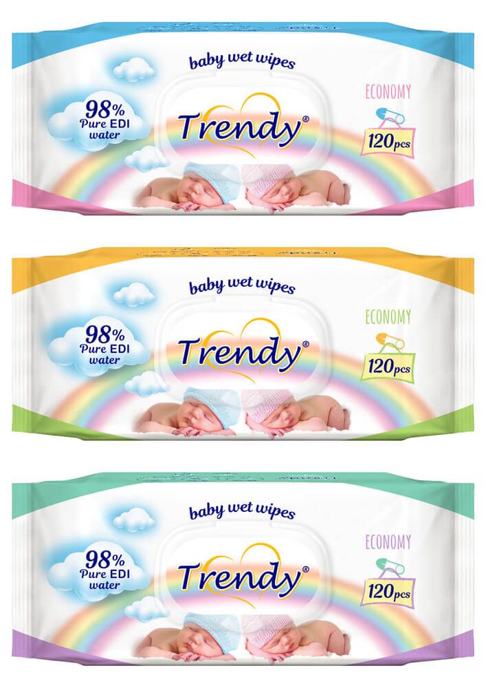 Trendy baby Мокри кърпи с капак х 120 бр