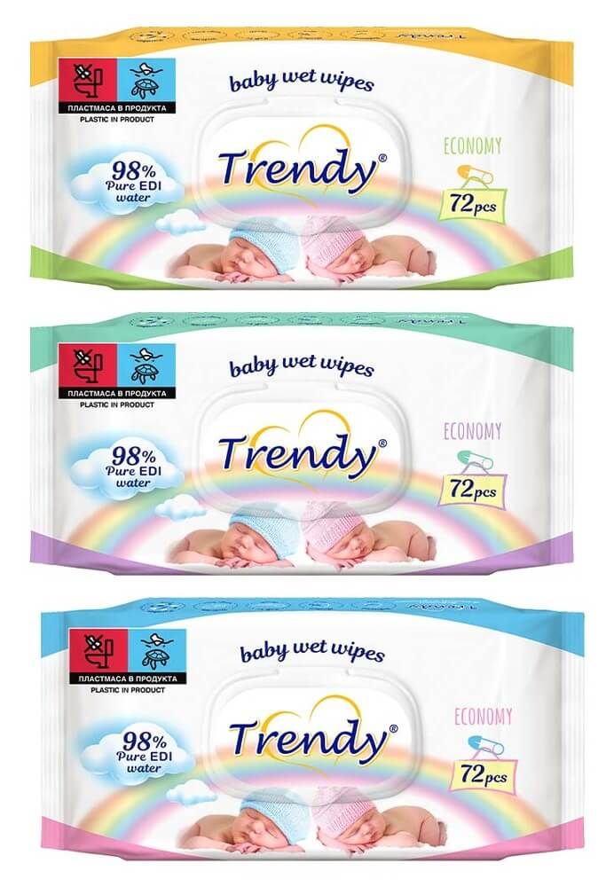 Trendy baby Мокри кърпи с капак х 72 бр
