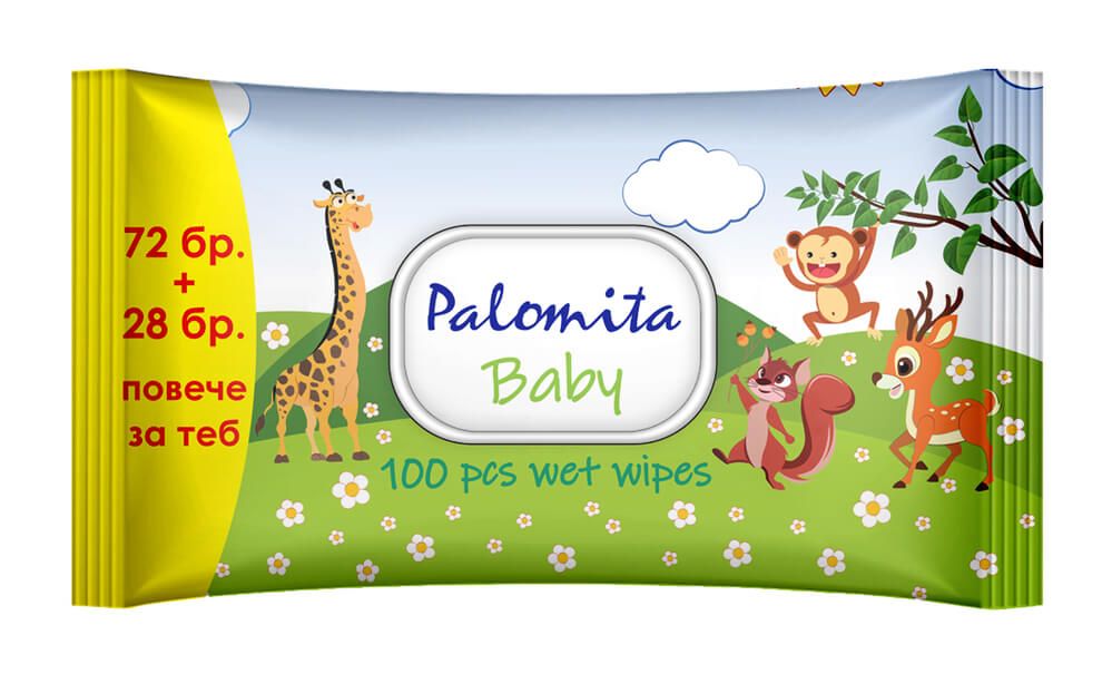 Palomita Baby Мокри кърпи с капак 72+28 бр