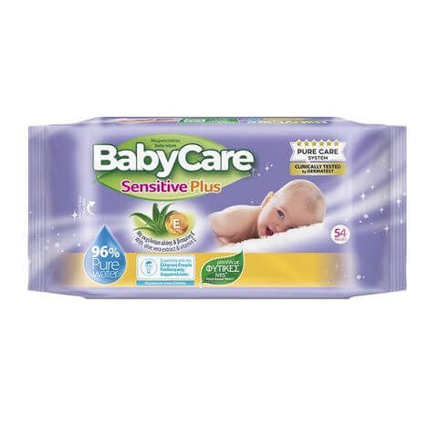 Baby Sensitive Plus Бебешки мокри кърпички с алое вера и витамин Е 54 бр