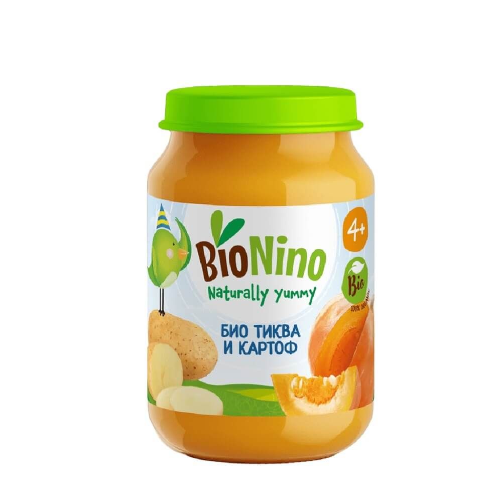 BioNino Био зеленчуково пюре тиква и картоф 4М+ 190 г