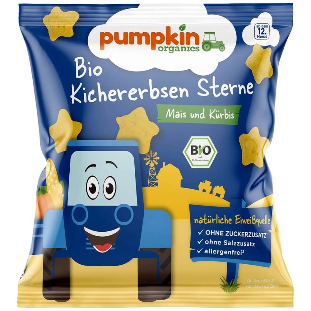 Био звездички от нахут, царевица, тиква Pumpkin kids 12М+ 20 гр