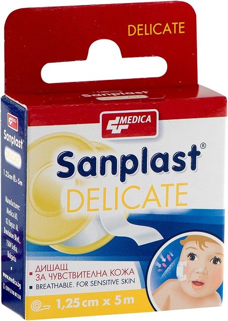 Medica Sanplast Delicate Прикрепващ пластир за чувствителна кожа 1.25 см/5 м