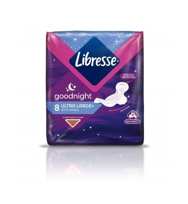Libresse Goodnight Ultra Large Нощни дамски превръзки с крилца х 8 бр.