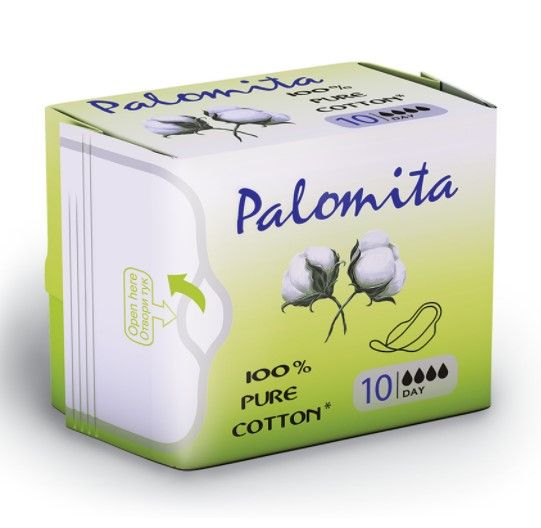 Palomita Pure Cotton Дневни дамски превръзки с крилца от естествен памук 10 бр